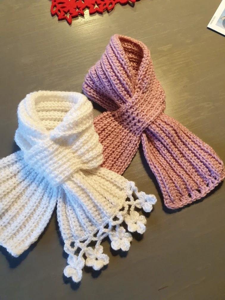 Pastel Bow Neck Scarf — handmade crochet cardigans & tops