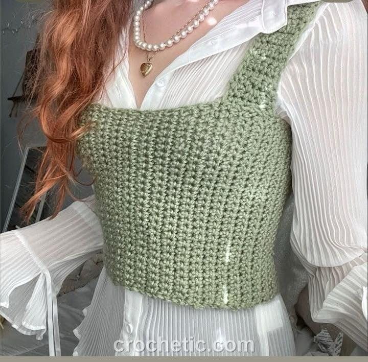 Sage Ribbed Tank — handmade crochet cardigans & tops