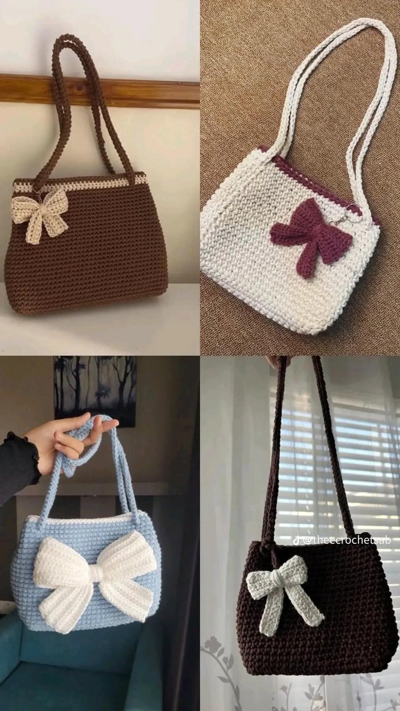 Bow Top-Handle Bag — handmade crochet bags & accessories