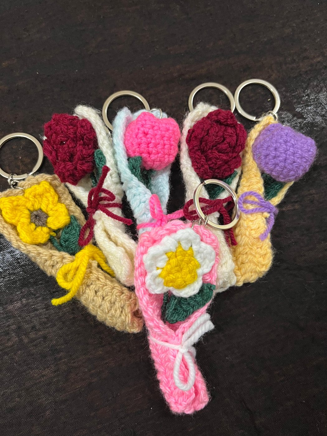 Tulip Charm — handmade crochet keychains & charms