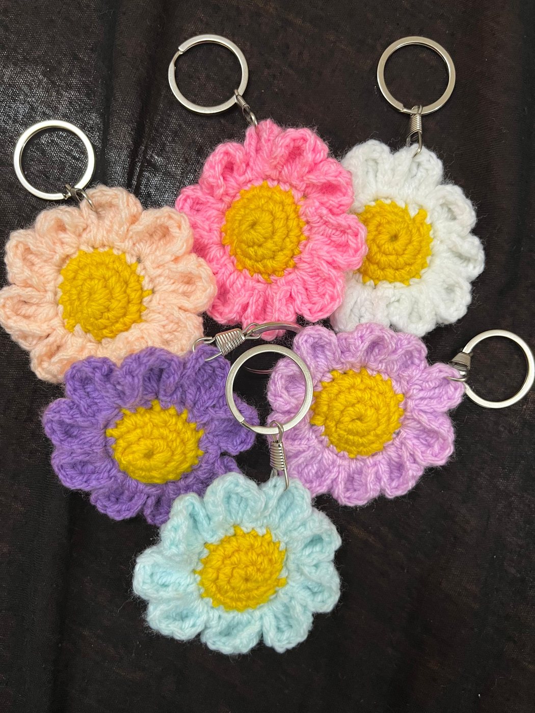 Daisy Bloom Keychain — handmade crochet keychains & charms