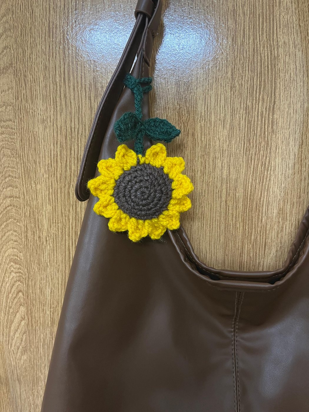 Sunflower Bag Charm — handmade crochet keychains & charms