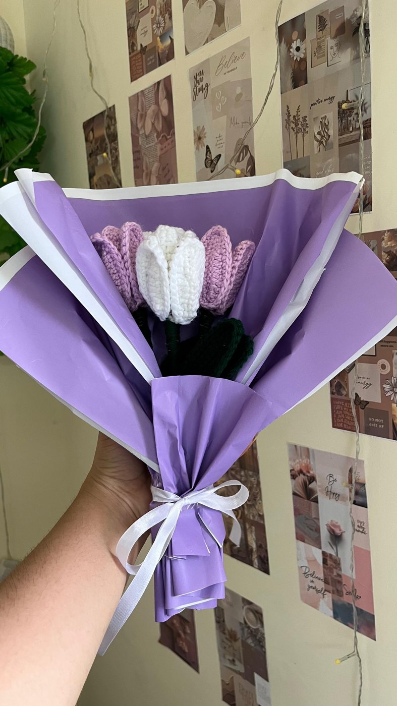 Lavender Tulip Bouquet — handmade crochet bouquets