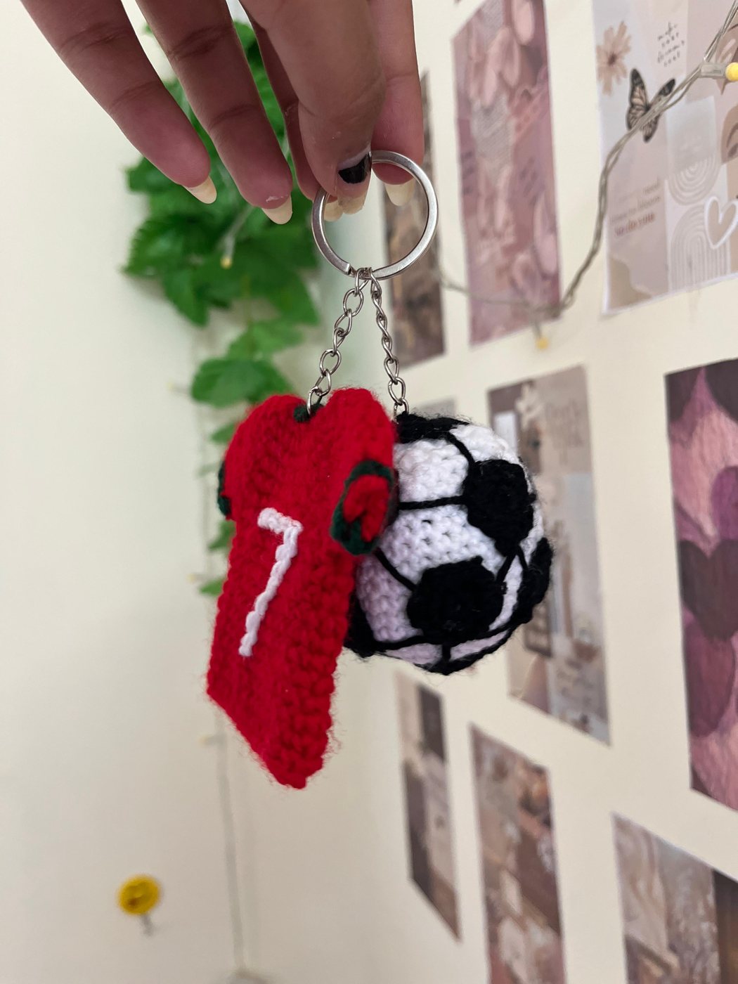 No.7 Football Charm — handmade crochet keychains & charms