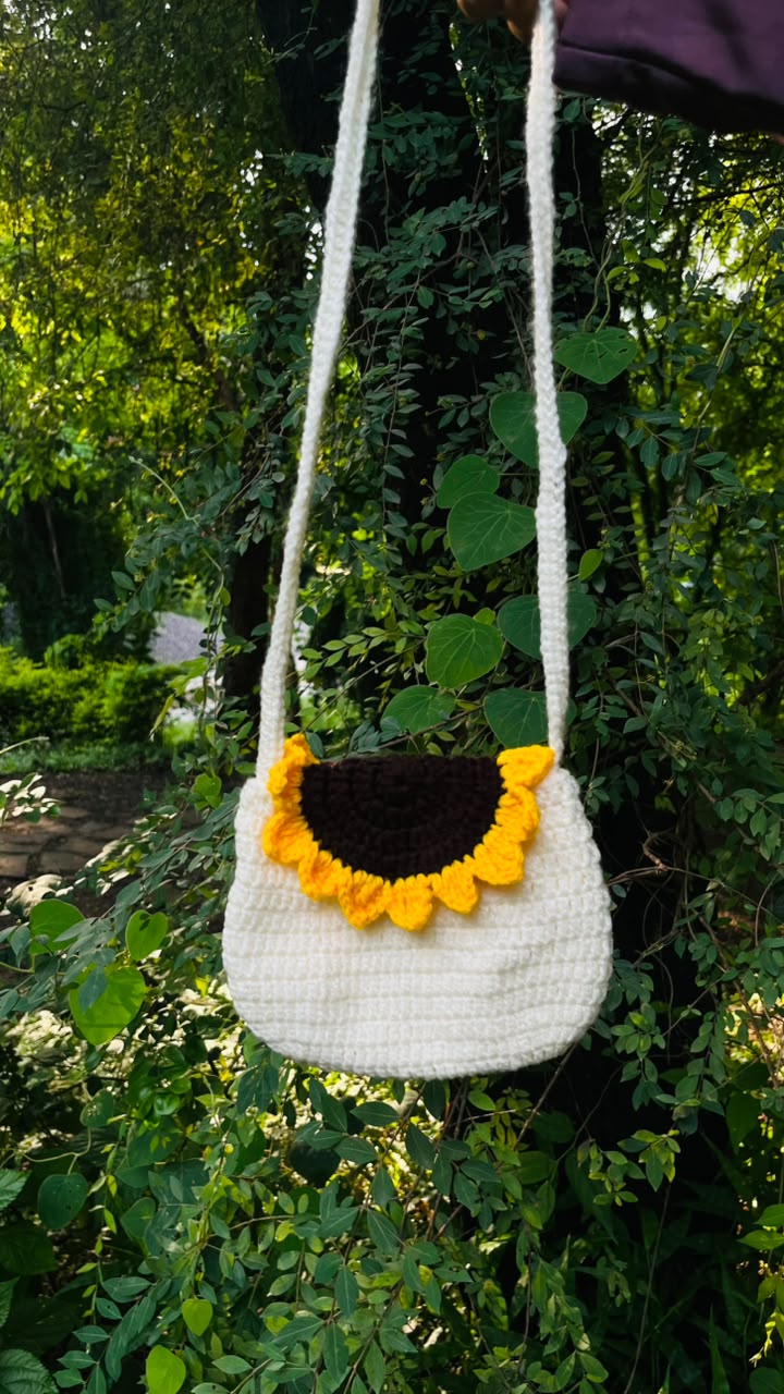 Sunflower Crossbody Bag — handmade crochet bags & accessories