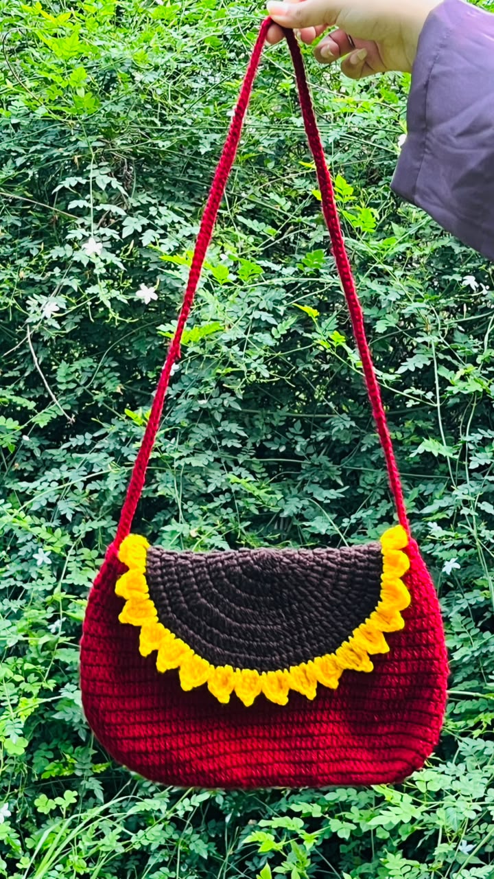 Sunflower Crescent Bag — handmade crochet bags & accessories